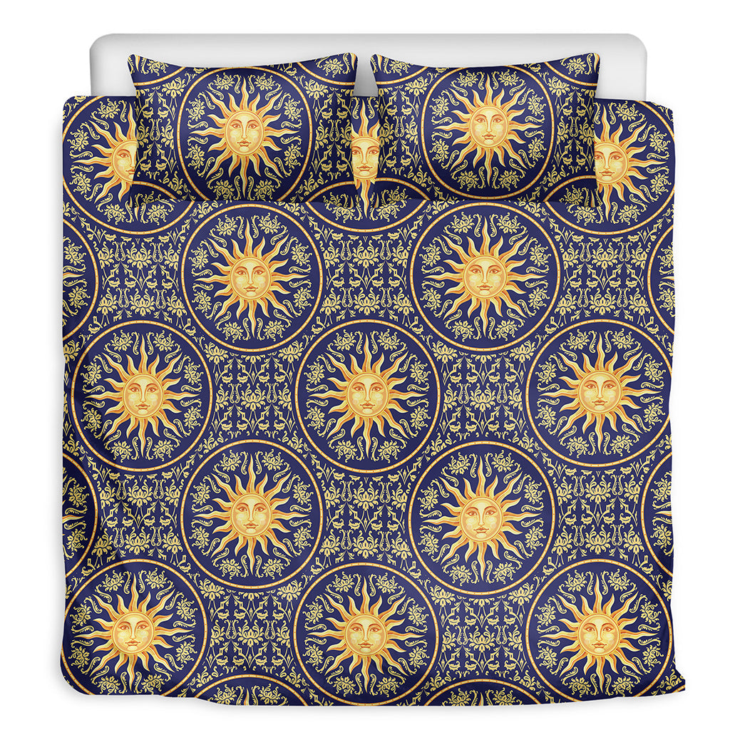 Blue And Gold Celestial Pattern Print Duvet Cover Bedding Set
