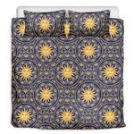 Blue And Gold Celestial Pattern Print Duvet Cover Bedding Set
