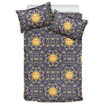 Blue And Gold Celestial Pattern Print Duvet Cover Bedding Set
