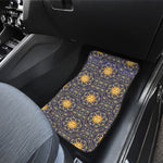 Blue And Gold Celestial Pattern Print Front and Back Car Floor Mats