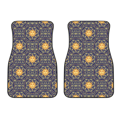 Blue And Gold Celestial Pattern Print Front Car Floor Mats