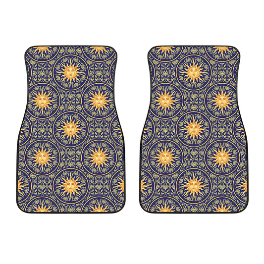Blue And Gold Celestial Pattern Print Front Car Floor Mats