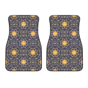 Blue And Gold Celestial Pattern Print Front Car Floor Mats