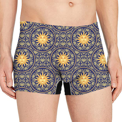 Blue And Gold Celestial Pattern Print Men's Boxer Briefs