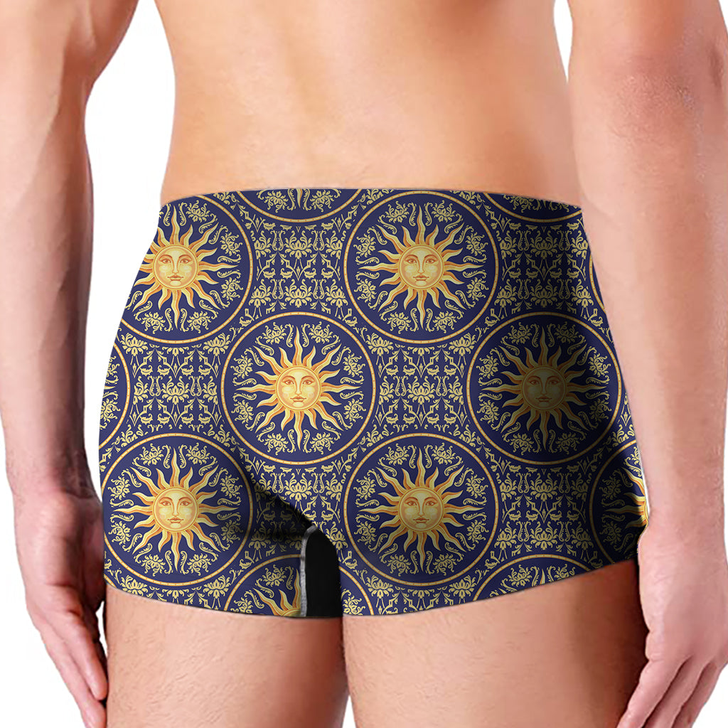 Blue And Gold Celestial Pattern Print Men's Boxer Briefs