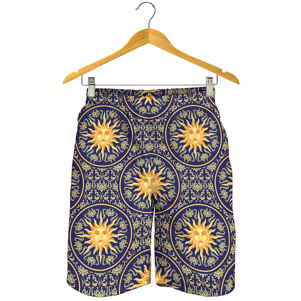Blue And Gold Celestial Pattern Print Men's Shorts