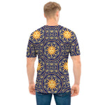 Blue And Gold Celestial Pattern Print Men's T-Shirt