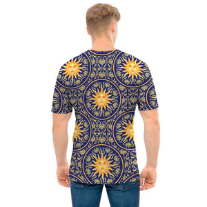 Blue And Gold Celestial Pattern Print Men's T-Shirt