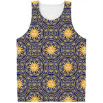 Blue And Gold Celestial Pattern Print Men's Tank Top