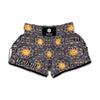 Blue And Gold Celestial Pattern Print Muay Thai Boxing Shorts