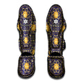 Blue And Gold Celestial Pattern Print Muay Thai Shin Guards