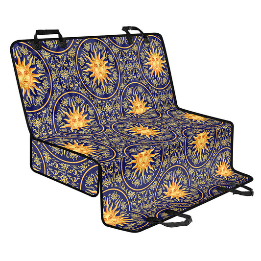 Blue And Gold Celestial Pattern Print Pet Car Back Seat Cover