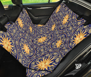 Blue And Gold Celestial Pattern Print Pet Car Back Seat Cover