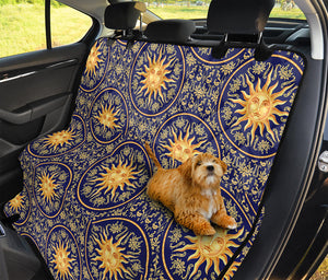 Blue And Gold Celestial Pattern Print Pet Car Back Seat Cover