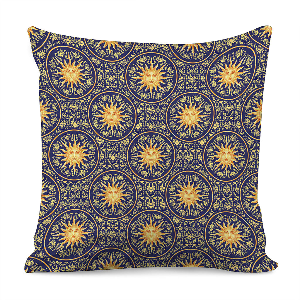 Blue And Gold Celestial Pattern Print Pillow Cover