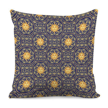 Blue And Gold Celestial Pattern Print Pillow Cover