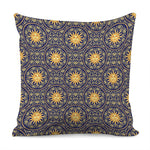 Blue And Gold Celestial Pattern Print Pillow Cover
