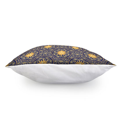 Blue And Gold Celestial Pattern Print Pillow Cover