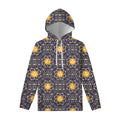 Blue And Gold Celestial Pattern Print Pullover Hoodie