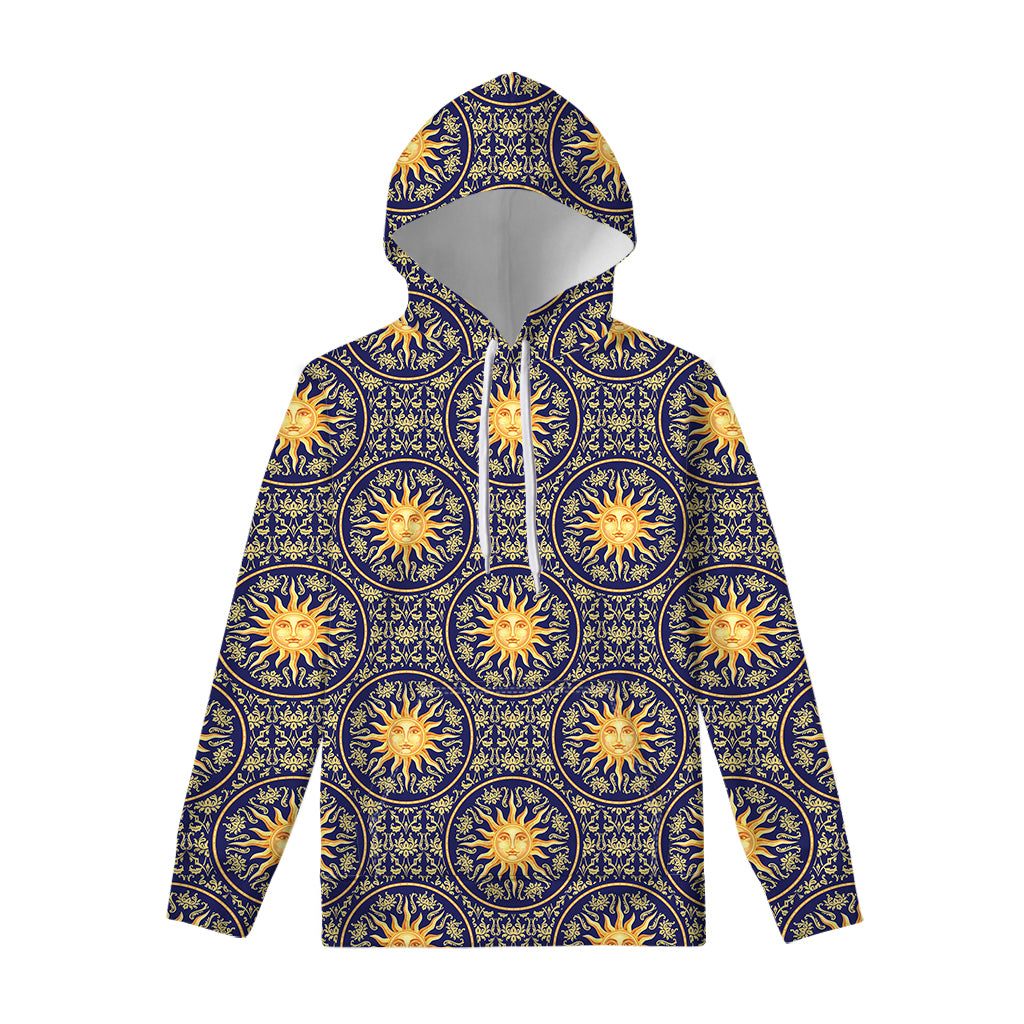 Blue And Gold Celestial Pattern Print Pullover Hoodie