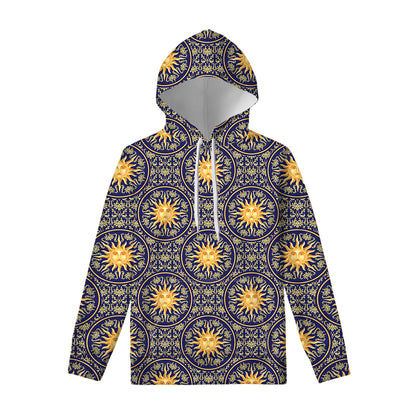 Blue And Gold Celestial Pattern Print Pullover Hoodie