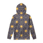 Blue And Gold Celestial Pattern Print Pullover Hoodie