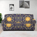 Blue And Gold Celestial Pattern Print Sofa Cover