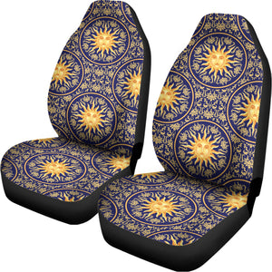 Blue And Gold Celestial Pattern Print Universal Fit Car Seat Covers