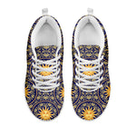 Blue And Gold Celestial Pattern Print White Sneakers