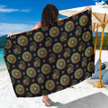 Blue And Gold Tribal Elephant Print Beach Sarong Wrap