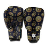 Blue And Gold Tribal Elephant Print Boxing Gloves