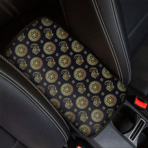 Blue And Gold Tribal Elephant Print Car Center Console Cover