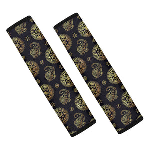 Blue And Gold Tribal Elephant Print Car Seat Belt Covers