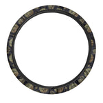 Blue And Gold Tribal Elephant Print Car Steering Wheel Cover