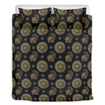 Blue And Gold Tribal Elephant Print Duvet Cover Bedding Set