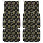 Blue And Gold Tribal Elephant Print Front and Back Car Floor Mats