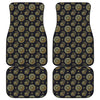 Blue And Gold Tribal Elephant Print Front and Back Car Floor Mats