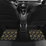 Blue And Gold Tribal Elephant Print Front and Back Car Floor Mats