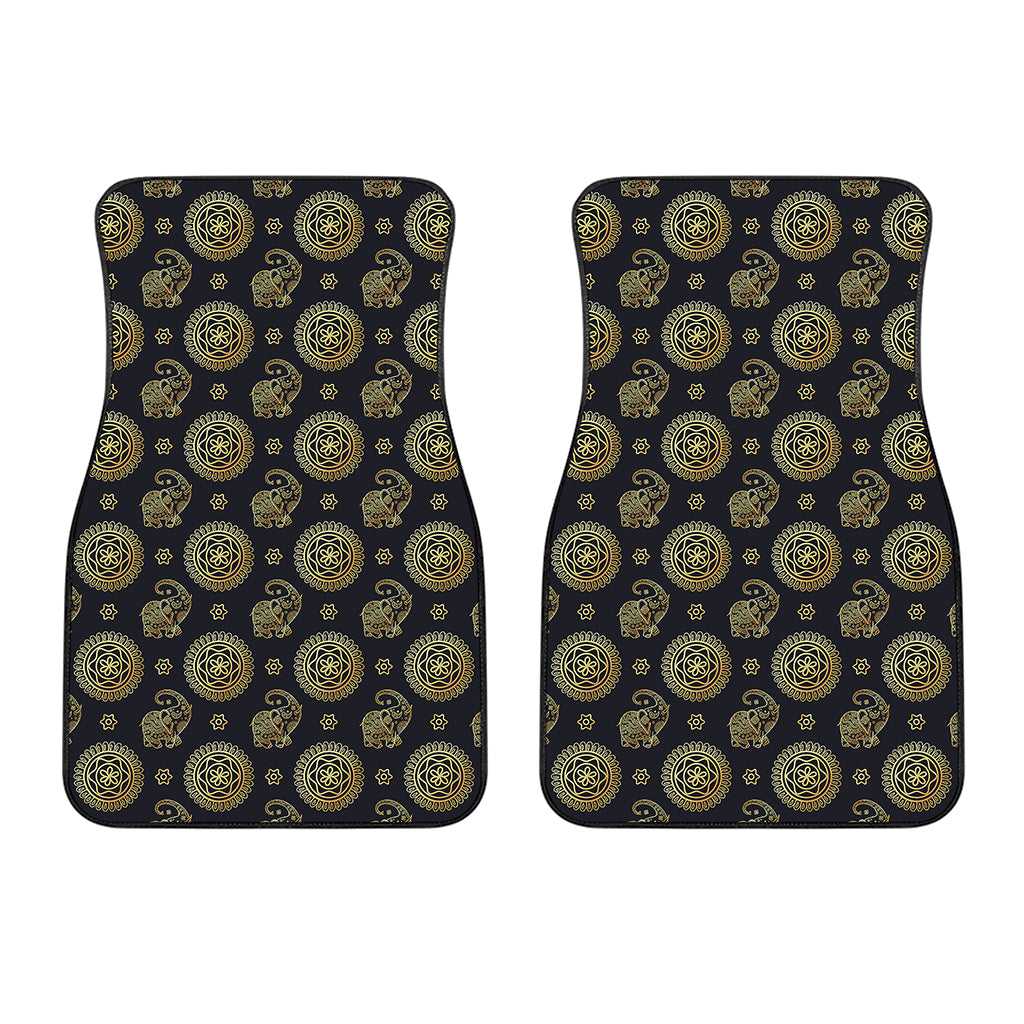 Blue And Gold Tribal Elephant Print Front Car Floor Mats