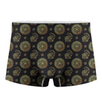 Blue And Gold Tribal Elephant Print Men's Boxer Briefs