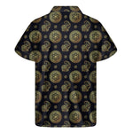Blue And Gold Tribal Elephant Print Men's Short Sleeve Shirt