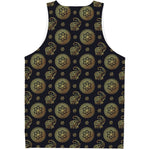 Blue And Gold Tribal Elephant Print Men's Tank Top