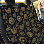 Blue And Gold Tribal Elephant Print Pet Car Back Seat Cover