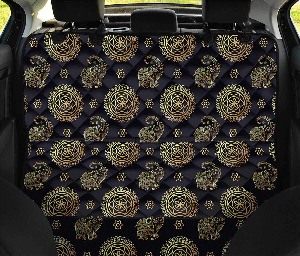 Blue And Gold Tribal Elephant Print Pet Car Back Seat Cover