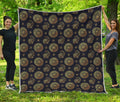 Blue And Gold Tribal Elephant Print Quilt