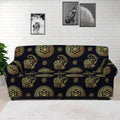 Blue And Gold Tribal Elephant Print Sofa Cover