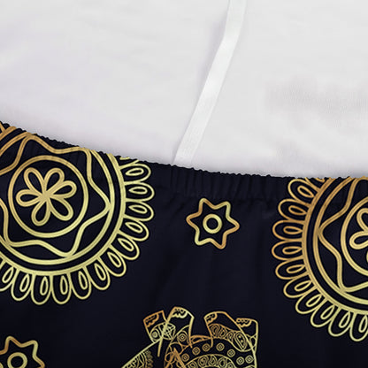Blue And Gold Tribal Elephant Print Sofa Cover