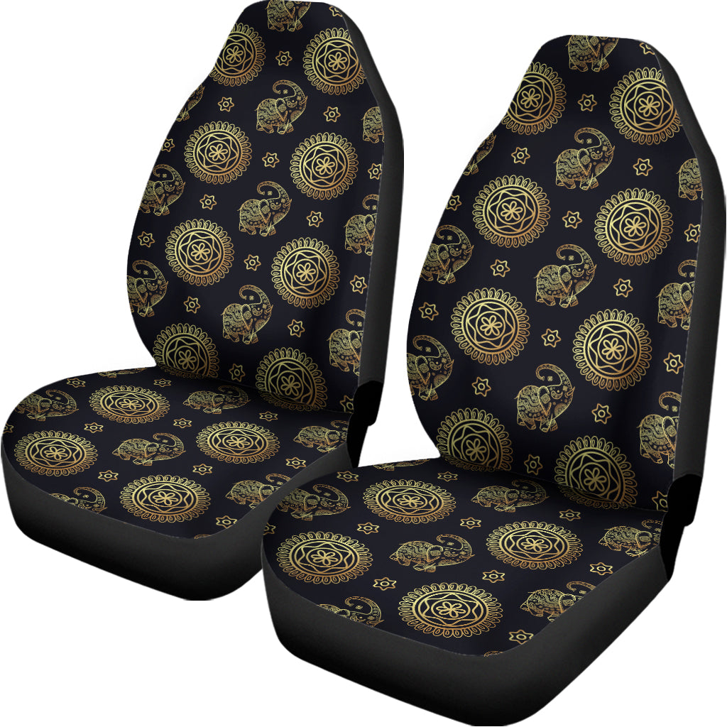 Blue And Gold Tribal Elephant Print Universal Fit Car Seat Covers