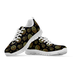 Blue And Gold Tribal Elephant Print White Sneakers