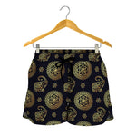 Blue And Gold Tribal Elephant Print Women's Shorts